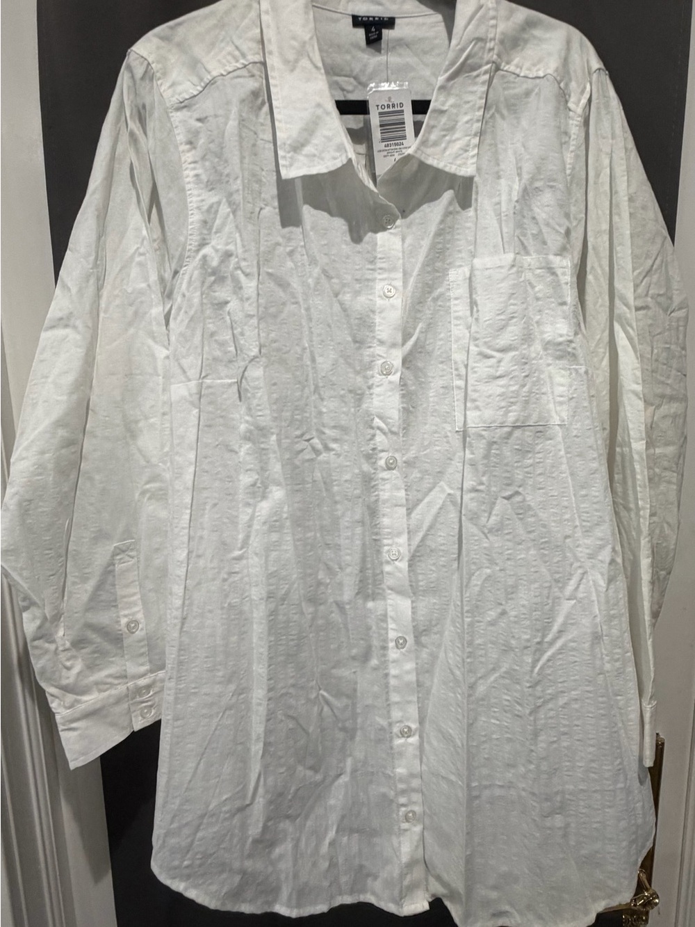 Torrid Lizzie White Cotton Button Down Long Sleeve Shirt Size 4X NWT